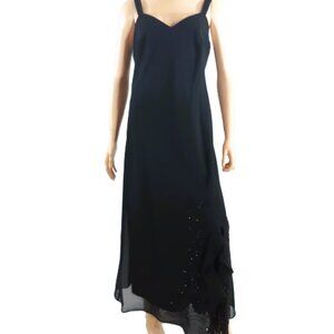 Sleeveless Black 90's Beaded Dress Formal Evening Cocktail Party Prom